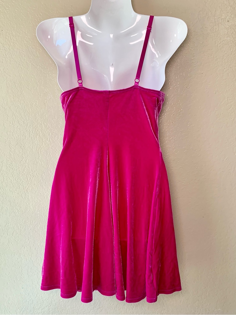AMERICAN APPAREL Magenta Velvet Underwire Bustier Barbiecore Skater Dress Size M - Picture 4 of 6